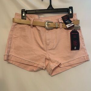 No Boundaries Belted Denim Shorts